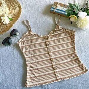 Love Tree Striped Cami Top - Cream & Tan